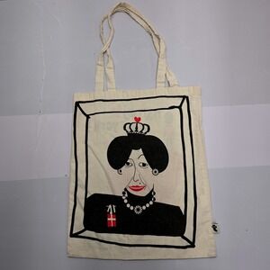 Flying Tiger Copenhagen Hallo New York Danish Queen Canvas Tote‎ Bag Cream Red